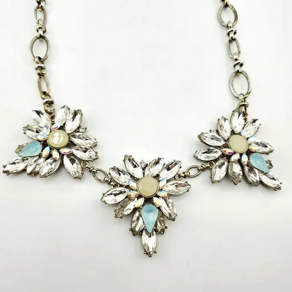 Bella Jack | Crystal Floral Statement Necklace | Aqua & Iridescent | 21.5" - Picture 3 of 10